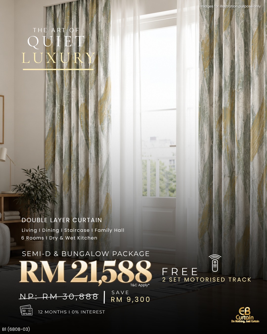 Pakej langsir dua lapis Semi-D & Bungalow, RM21,588. Gambar untuk ilustrasi sahaja.